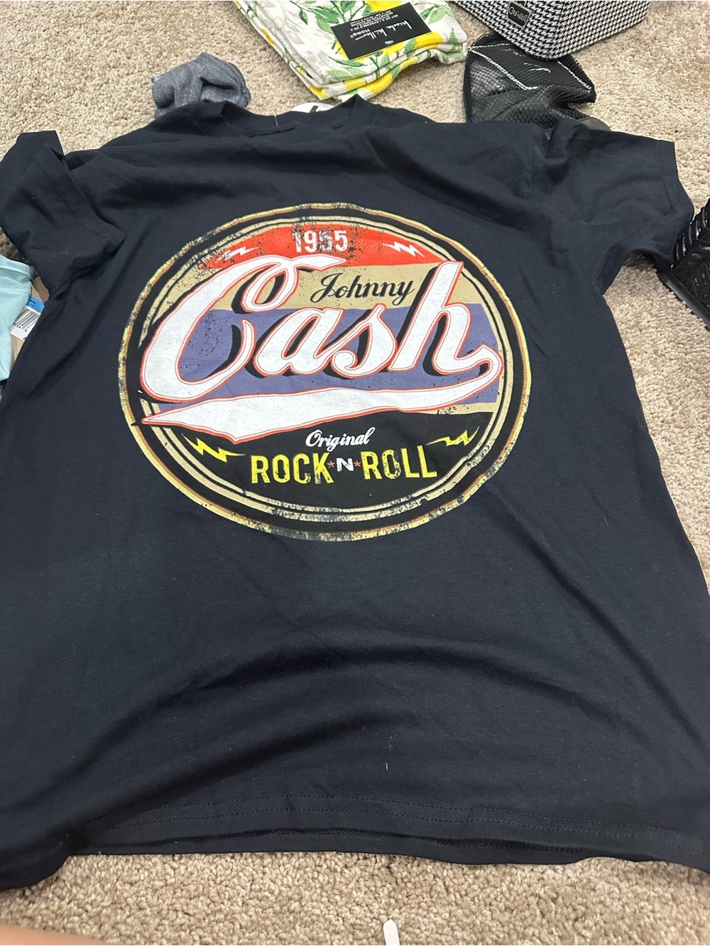 Gildan Black Johnny Cash Rock N Roll Graphic Tee